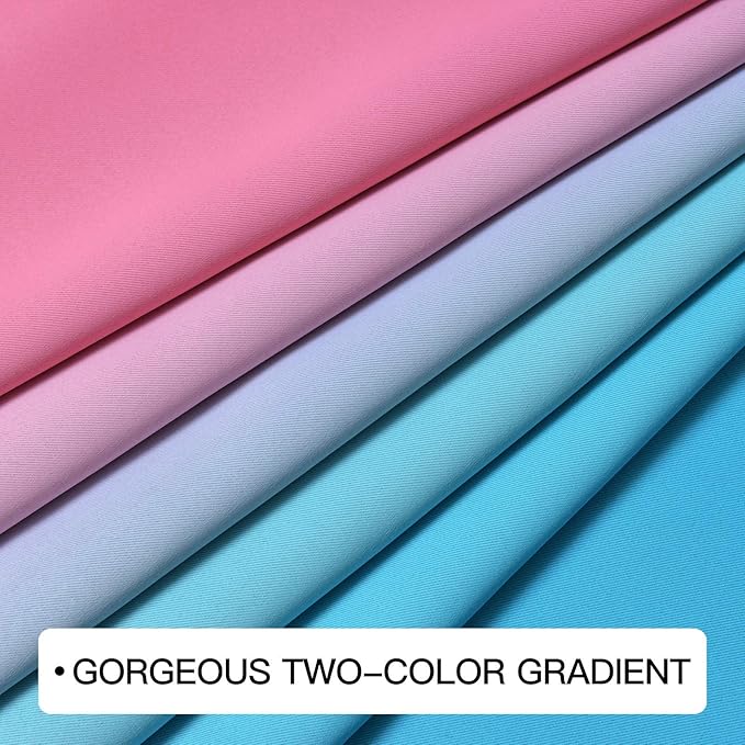 COSVIYA Grommet Ombre Room Darkening Curtains 54 inches Length for Kids/Girls Bedroom, Polyester Light Blocking Pink and Blue Gradient Window Drapes/Curtains for Living Room,2 Panels, 52x54 inches