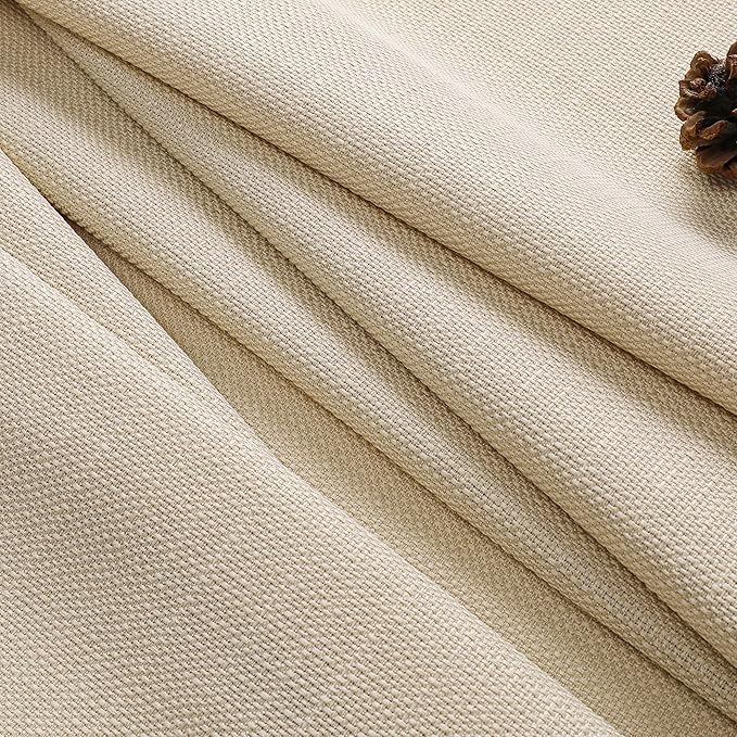 Chyhomenyc Bedroom Curtains 54 Inch Length 2 Panels, Faux Linen Textured Semi Light Filtering Soft Airy Rod Pocket Window Treatment Drapes for Living Room, Each 30Wx54L, Linen Color