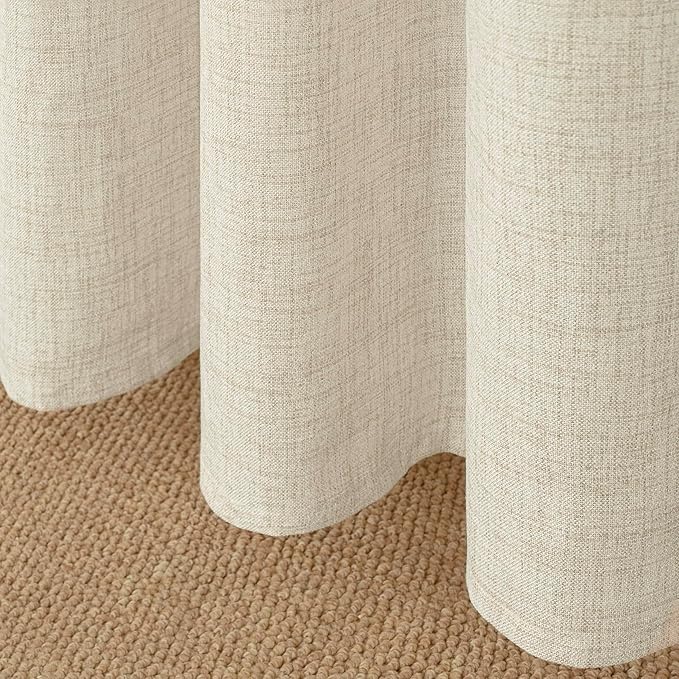 YoungsTex Linen Boho Curtains 54 Inches Length for Living Room Window, Short Semi Sheer Drapes with Bronze Grommet Light Filtering Privacy for Bathroom Bedroom, 42 x 54 Inch, 2 Panels
