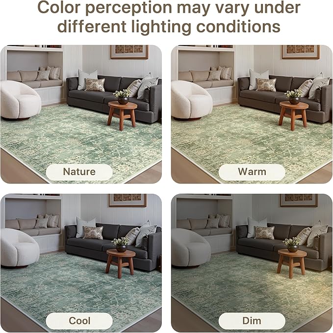GENIMO Runner Rug for Hallways Machine Washable, 26x6 Non Slip Boho Vintage Lightweight Washable Runners, Thin Floor Rugs for Entryway Hallway Bathroom Laundry Room Corridor, Light Sage