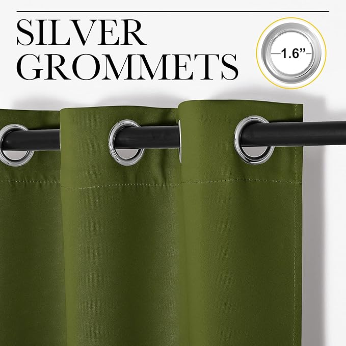 NICETOWN Patio Glass Door Christmas Panels, Blackout Curtains for Bedroom/Living Room, Privacy Panel Drapes for Dining Room and Guest Room (Olive Green, 42 inches Wide x 90 inches Long, 1 Pair)