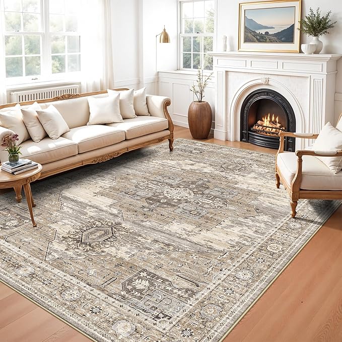RUUGME 5x8 Washable Area Rug - Apartment Rug for Small Living Room/Bedroom/Dining Room -Stain Resistant Easy Clean Wahsable Soft Touch -Perfect for Apartments & Small Spaces 5x8 Beige