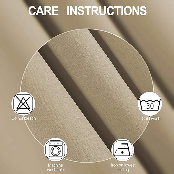 LEMOMO Beige Blackout Curtains 34 x 54 Inch Length/Set of 2 Curtain Panels/Thermal Insulated Room Darkening Blackout Curtains for Bedroom