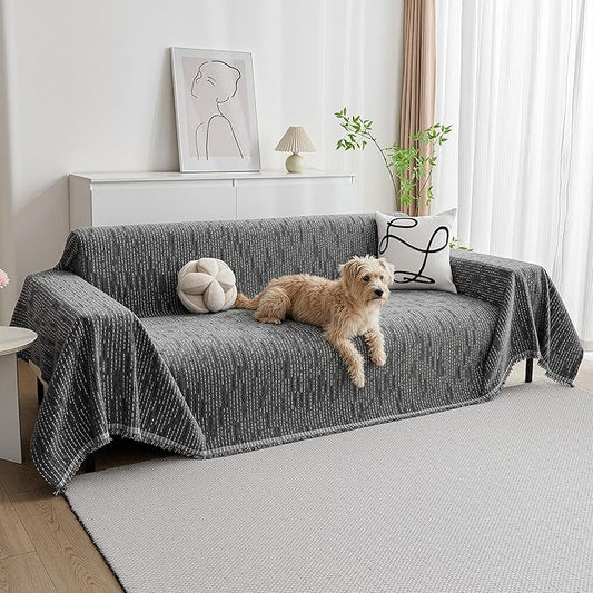 MYSKY HOME Couch Covers for Sofa, Dog Couch Cover Protector, Dark Grey Lines Sofa Covers for Sectional L Shape, Pets Couch Throw Cover Washable Durable Large Couch Cover for Dogs, Cats, 71"X134"