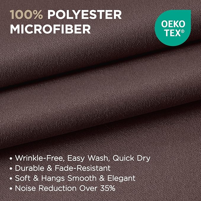 Joydeco Blackout Curtains 108 Inches Long 1 Panel, Thermal Insulated Long Curtains& Drapes 1 Piece, Room Darkening Grommet Drapes for Living Room Bedroom Window (W70 x L108 Inch, Chocolate)