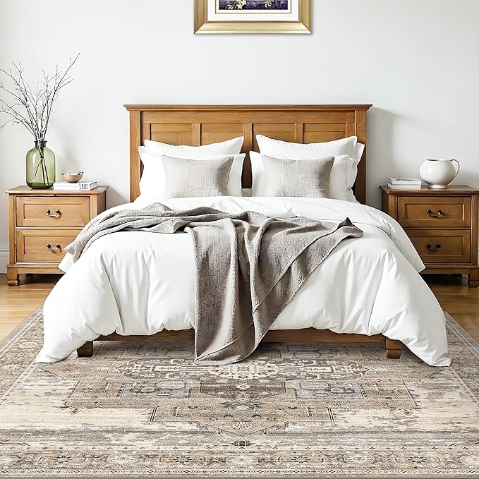 RUUGME Living Room 7x7 Square Rug - Area Rugs for Living Room Stain Resistant Carpet Soft Rugs for Married Woman in Bedroom Kitchen Dining Room with Non Slip Backing Home 7x7 Beige