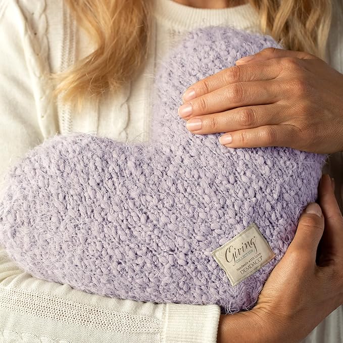 DEMDACO Giving Collection Lavender Purple Weighted Giving Heart - Weighted Heart Pillow for Bedding - Decorative Throw Pillow - Meaningful Gift Idea - Handmade - Luxurious, Soft & Cozy - 1.85 lbs