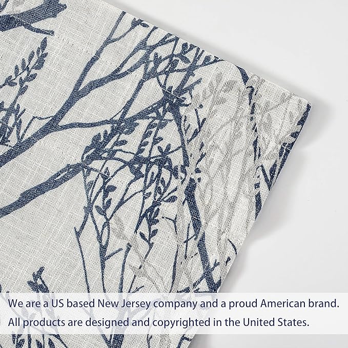 DriftAway Tree Branch Linen Lined Valance Double Layer Thermal Insulated Room Darkening Blackout Valances 3 Inch Rod Pocket Short Window Valance for Living Room Bathroom 52 Inch by 14 Inch Blue
