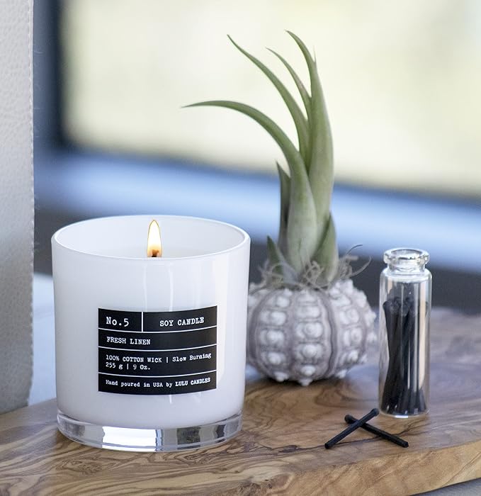 Lulu Candles | Fresh Linen | Luxury Scented Soy Jar Candle | Hand Poured in The USA | Highly Scented & Long Lasting (9 Oz. 2 Pack)