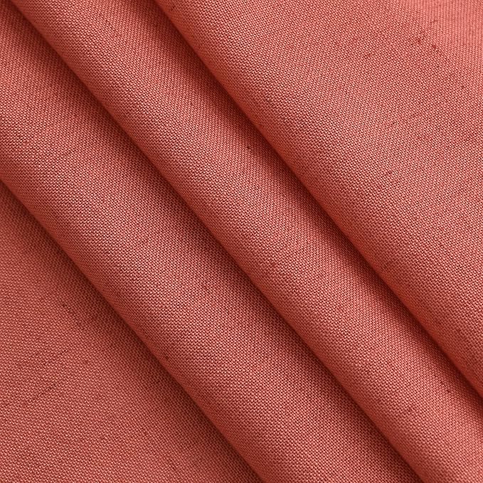 Coral Linen 96 Inch Length Curtains Panels 2 Panel Set Back Tab Rod Pocket Textured Sheer Light Filtering Boho Aesthetic Room Decor Burlap Drapes for Bedroom and Living Room Curtain 8Ft 52x96 Inch