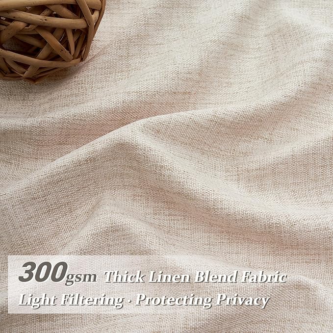 Unique Thick Natural Linen Pleat 86 Inch Curtains 2 Panels Set for Kids Bedroom, Country Farmhouse Memory Trained Pinch Pleated Burlap Light Filtering Sheer 40 x 86 Inches Length for Office with Hooks