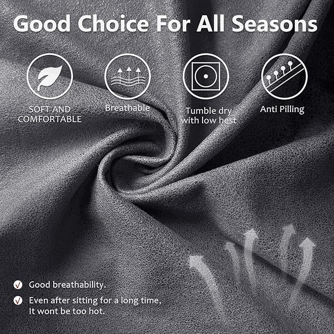 ANARACHON Loveseat Recliner Cover Leather Look Recliner Loveseat Covers Recliner Sofa Cover for 2 Seater Reclining Couch Spandex Fabric Washable 6 Pieces (2 Seater, 01 Light Grey)