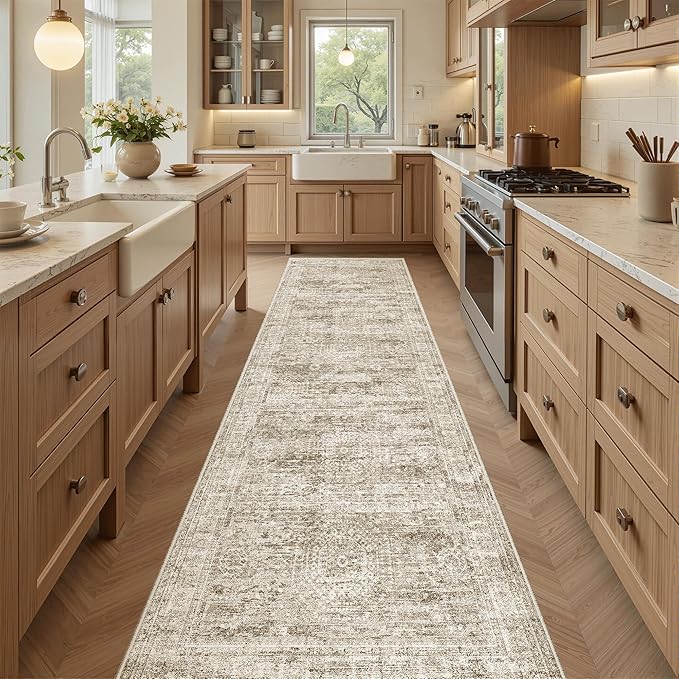 Soalmost Runner Rug 2x7 Washable Non-Slip Hallway Runner Rugs for Kitchen Bathroom Laundry Room Brown Vintage Floor Carpet Runners for Hallways Entryway
