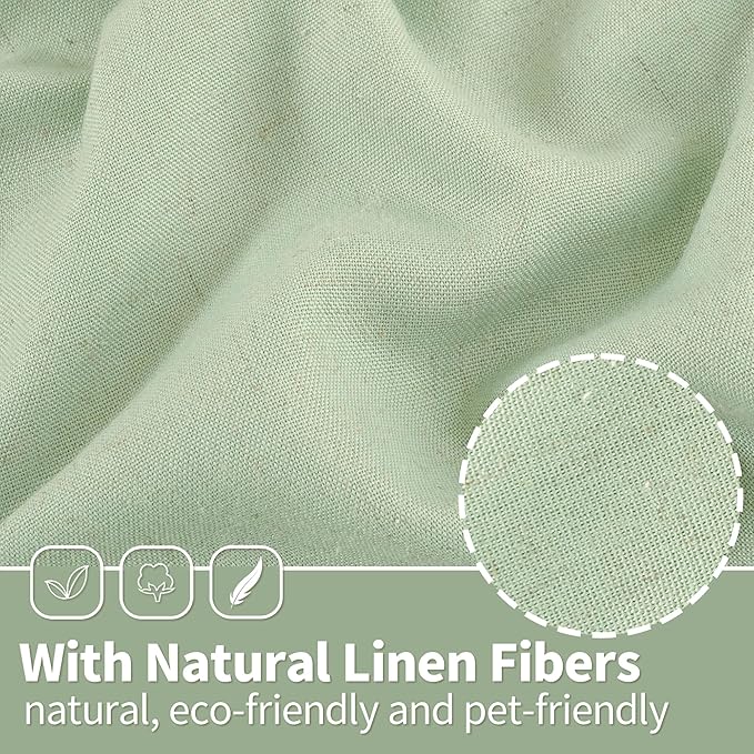 YoungsTex 63 Inch Length Sage Linen Curtains for Living Room, Grommet Boho Window Drapes Light Filtering for Bedroom Privacy Spring Decor, 2 Panels, 52 X 63 Inch