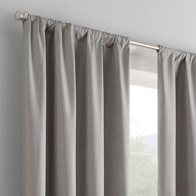 ECLIPSE Kendall Modern Blackout Thermal Rod Pocket Window Curtain for Bedroom or Living Room (1 Panel), 42" x 54", Grey