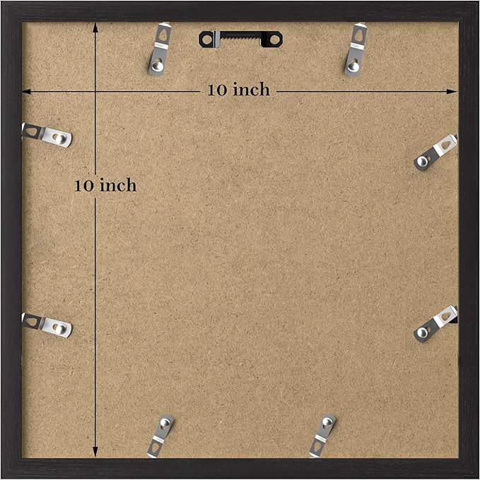 eletecpro 10x10 Picture Frames Set of 9 with Clear Acrylic Cover, Display 5x5 Photos with Mat or 10x10 Without, Classic and Sturdy Square Collage Gallery Wall Decor, Easy Wall Mount, Black