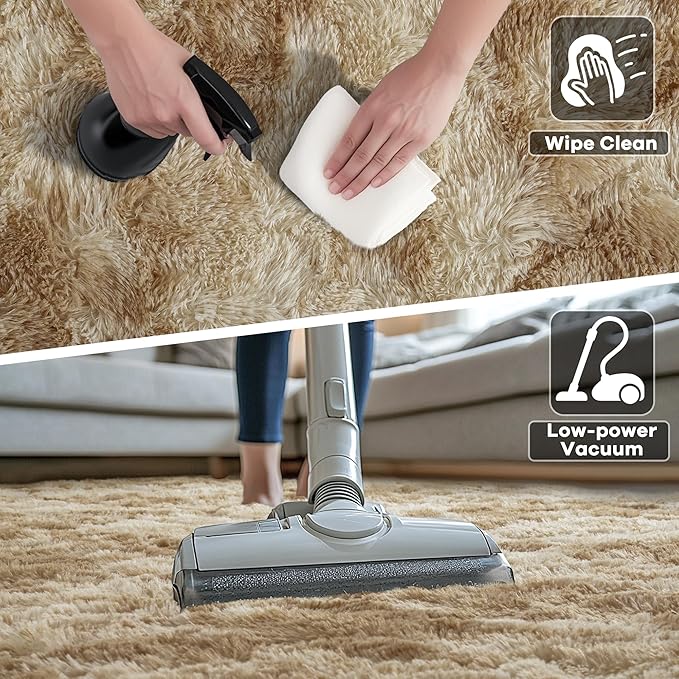 Noahas Large Fluffy 8x10 Area Rugs for Living Room Bedroom,Tie-Dyed Beige Thick Shag Throw Rug,Big Soft Shaggy Bedside Non-Slip Plush Dorm Nursery Kids Carpet