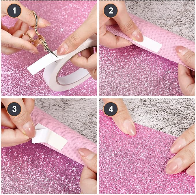 Tatuo Carpet Runner Runway Rug 55 GSM Thickness with Carpet Tape for Prom Wedding Outdoor Indoor Hallway Party Decoration Rug(2.46 x 30 Feet,Glitter Pink)