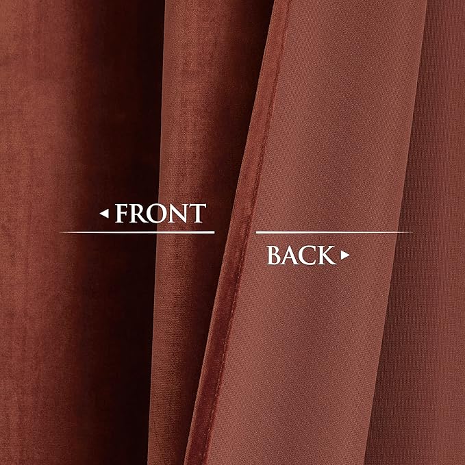 StangH Rust Velvet Curtains - 96 inches Grommet Sunlight Blocking Thermal Insulated Window Panels for Living Room/Guest Room/Baby Nersury/Closet, Rust, W52 x L96 inches, 2 Panels