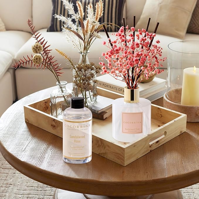COCORR??NA Refill - Sandalwood Rose 6.7 Fl.oz Reed Diffuser Refill with 8 Sticks