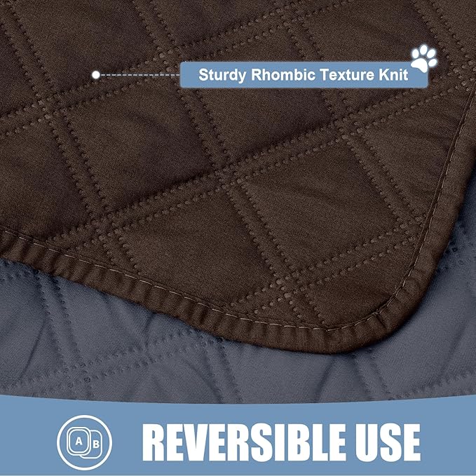 Smiry Waterproof Dog Bed Cover Pet Blanket, Soft Washable Dog Blanket for Furniture Bed Couch Sofa Reversible, Checkered (82"x102", Chocolate/Dark Grey)