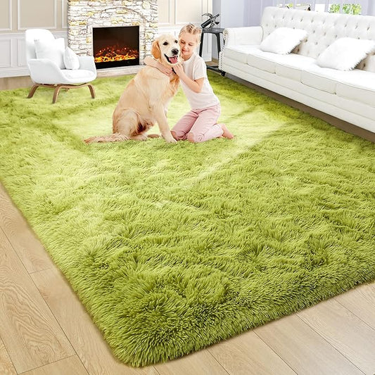 Noahas Large Fluffy Green 6x9 Area Rugs for Living Room Bedroom,Thick Shag Throw Rug,Big Soft Shaggy Bedside Non-Slip Plush Dorm Nursery Kids Carpet