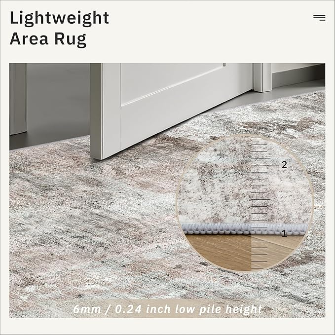 Soalmost Runner Rug 2x6 Washable Non-Slip Kitchen Runner Rugs for Bathroom Laundry Room Pink/Grey Vintage Floor Carpet Runners for Hallway Entryway