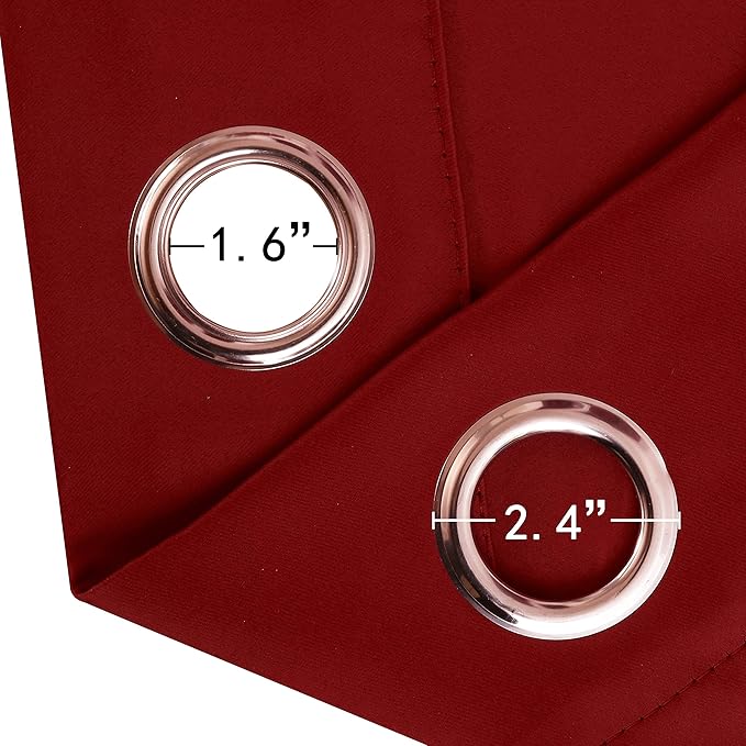 LEMOMO Blackout Curtains 42 x 84 Inch - Red Curtains Set of 2 Panels - Room Darkening, Thermal Insulated for Living Room