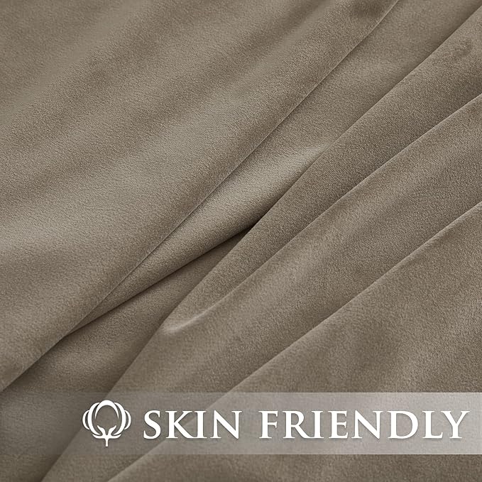 StangH Luxury Camel Beige Velvet Curtains - Farmhouse Decor Light Blocking Window Draperies 102 inches Long, Heavy Solid Panels Winter Cold Blocking for Nursery/Office,W52 x L102, 2 Panels