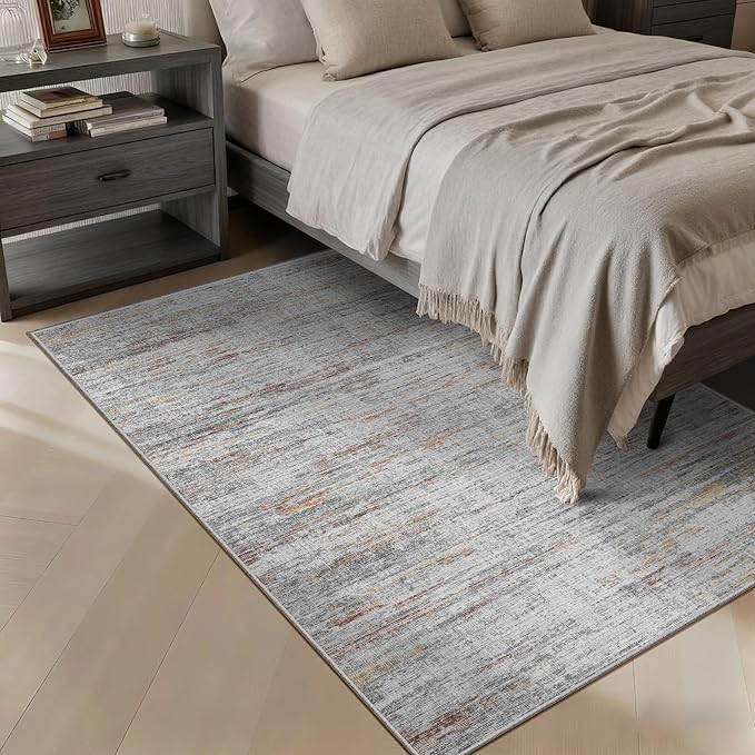 4x6 Rug - Stain Resistant Abstract Washable Rugs, Anti Slip Area Rugs for Living Room,Modern Low Pile Carpet with Rubber Backing Home Decor Small Area Rug