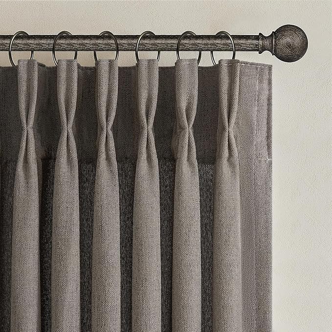 Chocolate Tart Extra Long 108 Inch Floor to Ceiling Curtains for Dining Room, Memory Shape Pinch Pleat Thick Natural Linen Modern Curtain Luxury Decor Light Filtering Window Drapes 2 Panels 9FT Length