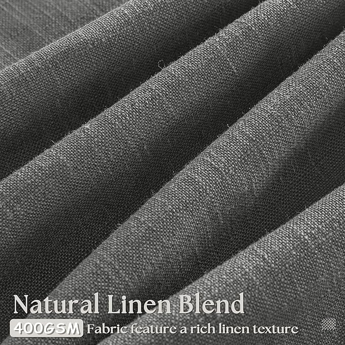 Dark Grey Linen Pinch Pleated Curtains 102 Inches Long for Living Room Pleated Drapes Hooks Back Tab Thick Linen Textured Modern Farmhouse Charcoal Simple Gray 102 Inch Curtain for Dining Bedroom