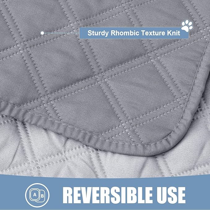 Smiry Waterproof Dog Bed Cover Pet Blanket, Soft Washable Dog Blanket for Furniture Bed Couch Sofa Reversible, Checkered (82"x120", Grey/Light Grey)