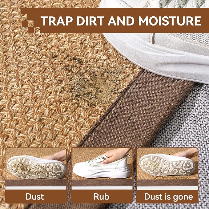 YDKGL Front Door Mat 2'x3', Jute Like Non-Slip Indoor Mat Entrance, Woven Washable Doormat for Front Indoor Entryway, Brown
