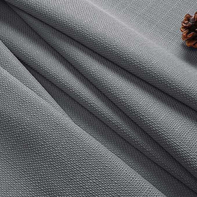 Chyhomenyc Dark Grey Curtains 90 Inch Length 2 Panels Set, Faux Linen Textured Semi Sheer Light Filtering Soft Airy Privacy Farmhouse Curtain Drapes for Living Room Bedroom, 40 Wx90 L Inches