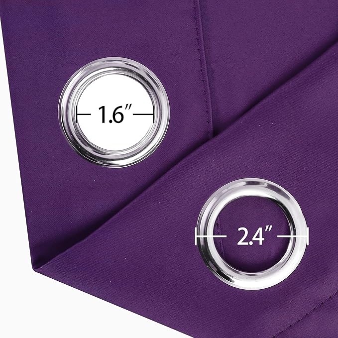 LEMOMO Purple Thermal Blackout Curtains/52 x 95 Inch/Set of 2 Panels Room Darkening Curtains for Bedroom