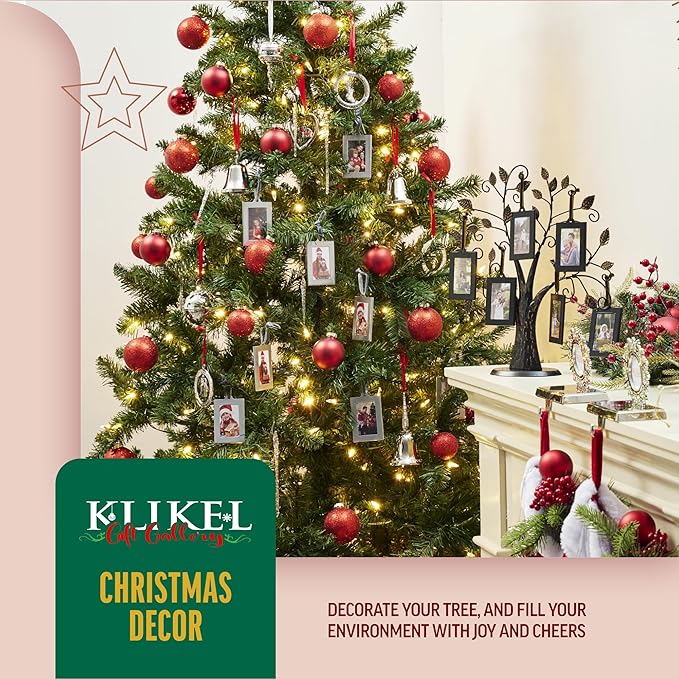 Klikel Picture Frames Ornament - Silver Small Hanging Picture Frames - Photo Ornaments For Tree - Set of 8