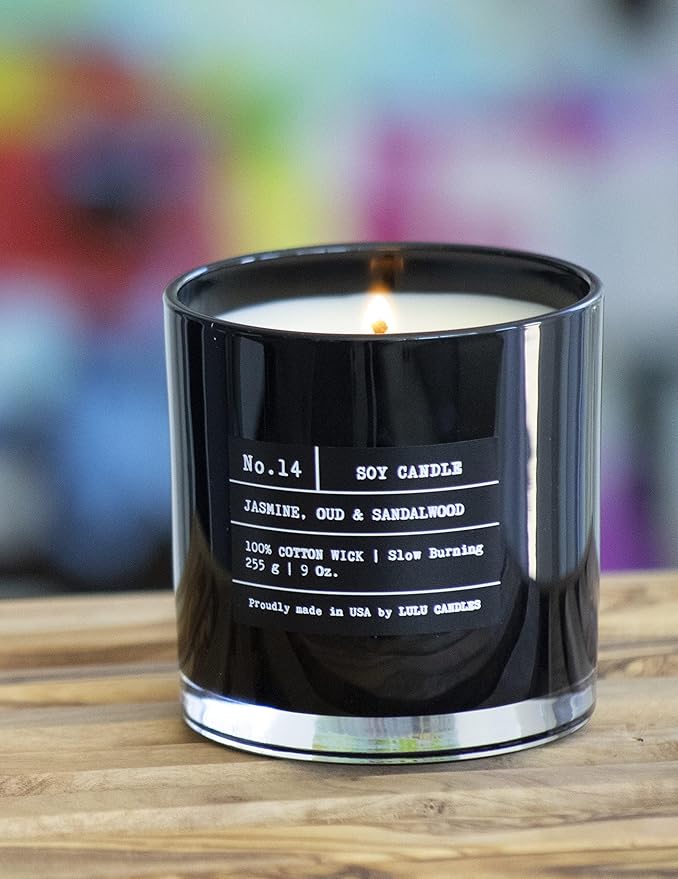 Lulu Candles | Jasmine & Musky Rose | Luxury Scented Soy Jar Candle | Hand Poured in The USA | Highly Scented & Long Lasting | 9 Oz.