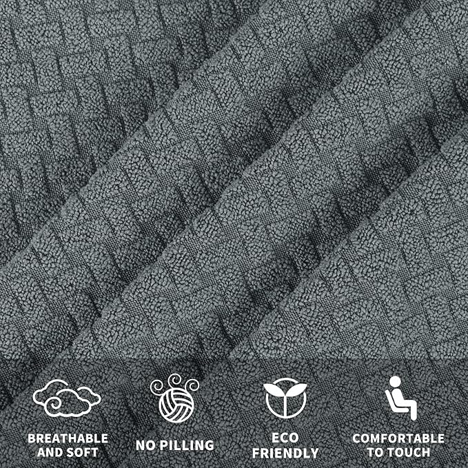 JIVINER 4-Piece Recliner Chair Covers Stretch Jacquard Covers for Reclining Chair Recliner Slipcovers for Living Room Soft Recliner Protector with Pocket (Recliner, Light Gray)