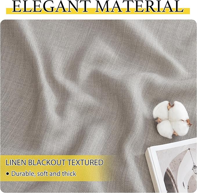 NICETOWN Thick Living Room Valances 24 inches Long, Farmhouse Grommet Faux Linen Room Darkening Curtain Tiers Thermal Insulated Window Covering Small Curtains for Cafe, Angora, W52 x L24, 1 Pair