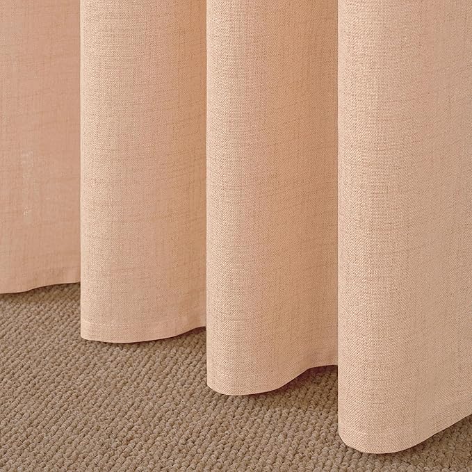 YoungsTex Peach Linen Curtains 84 Inch Length for Living Room Spring Decor, Light Filtering Drapes with Bronze Grommet Boho for Dining Bedroom Window Privacy, 2 Panels, 52 x 84 Inch