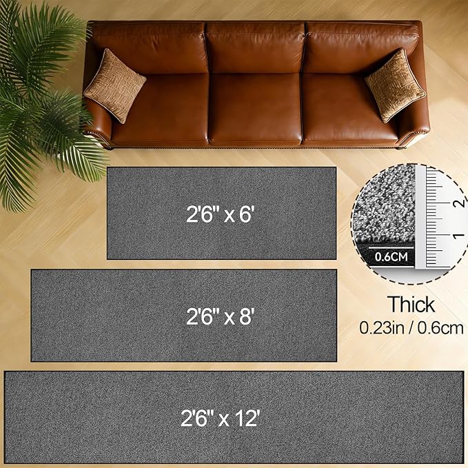 Runner Rug with Non Slip Rubber Backing, Washable Soft Floor Carpet for Kitchen, Hallway, Entryway Indoor, Bedroom, Laundry, Low Pile Area Rugs, Solid Color with Pointillism Style, 2'6“*8' Black