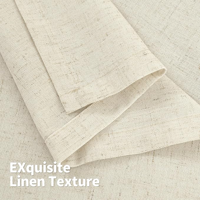 YoungsTex 72 Inch Length Beige Linen Curtains 2 Panels for Living Room, Light Filtering Drapes Semi Sheer with Grommet Rustic Privacy for Country Bedroom, 52 X 72 Inch