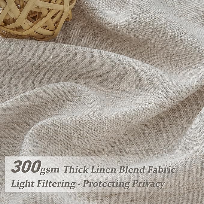 Pleated Extra Long Light Filtering 132 Inch High Curtains for Sliding Glass Door, Greyish Brown Memory Trained Linen Semi Sheer Floor to Ceiling Window Drapes 11 FT Length Luxury Curtain 2 Panel Set