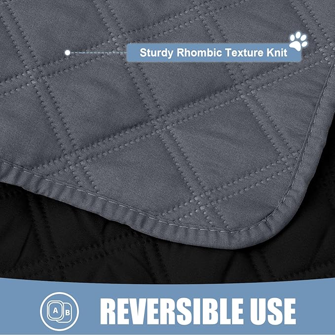 Smiry Waterproof Dog Bed Cover Pet Blanket, Soft Washable Dog Blanket for Furniture Bed Couch Sofa Reversible, Checkered (68"x82", Dark Grey/Black)