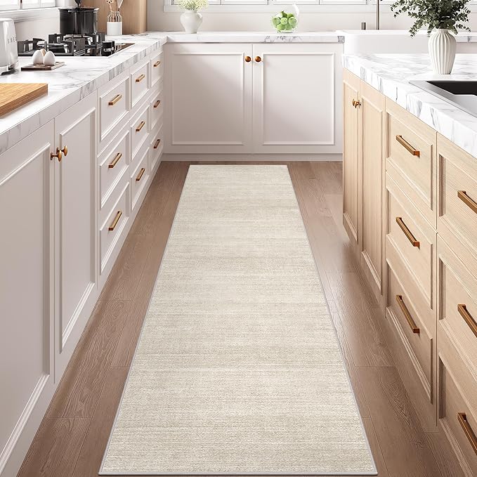 Art&Tuft Non-Slip Runner Rug - 3x6 Runner Rug Washable Hallway Runner, Soft Low-Pile Carpet Runners for Hallways, Bedroom Bathroom Kitchen Laundry Living Room, Beige