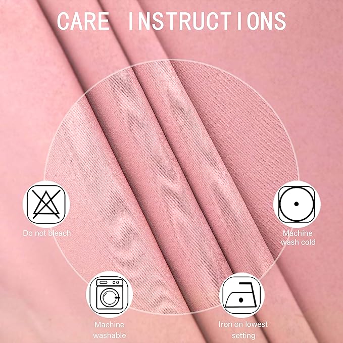 LEMOMO Pink Thermal Blackout Curtains/38 x 54 Inch/Set of 2 Panels Room Darkening Curtains for Bedroom
