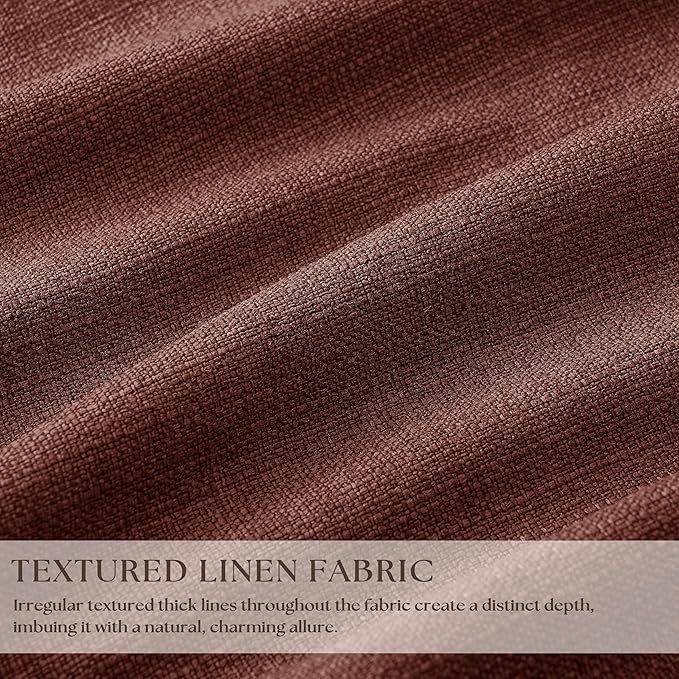 Maroon Blackout Pinch Pleated Linen Curtains 105 Inches Long for Living Room 2 Panels Thermal Insulted Dual Layer Drapes Ceiling Floor 105 Inch Window Curtains Bedroom Chestnut Reddish Brown