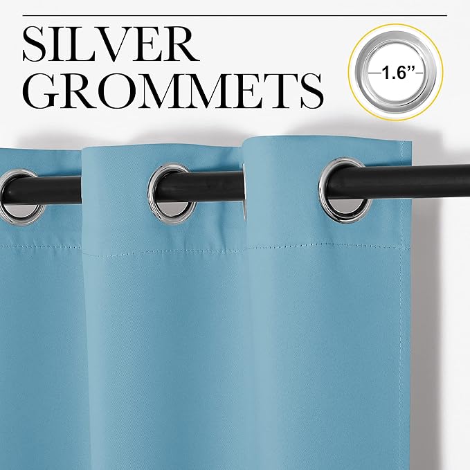 NICETOWN Thermal Insulated Curtains Blackout Draperies, Window Treatment Solid Grommet Room Darkening Drape Panels for Bedroom (Teal Blue, Set of 2, 55 by 68 inches Long)