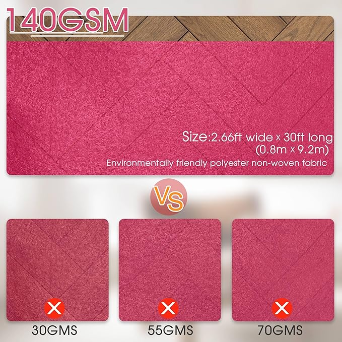 Red Carpet Runner for Party,140GSM 2.6FTx15FT Carpet Party Decorations,Red Runway Rug for Prom Felt Non-Woven Fabric,Runner for Wedding Ceremony (Pink, 2.6x30 FT)